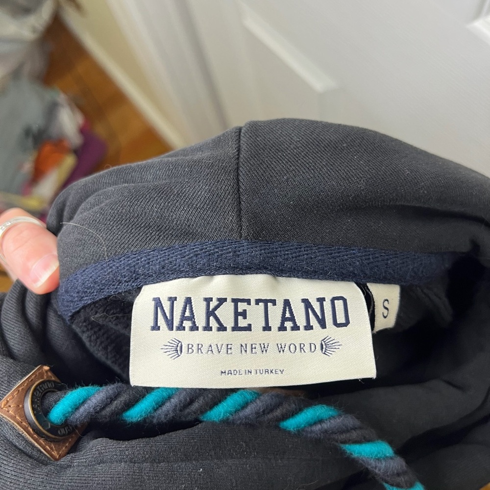 Naketano Black Sweater with Brown and Teal Accents - Picture 2 of 4